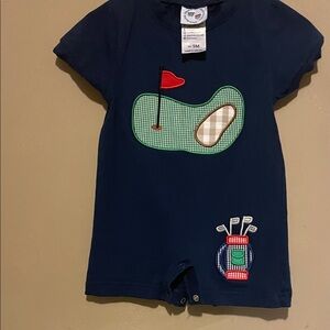 Navy Blue Golf-Themed Kids romper 9m